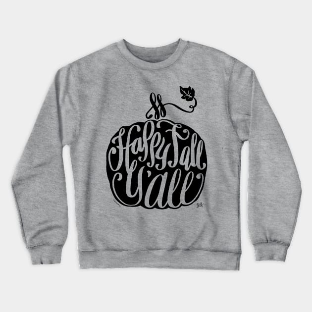 Happy Fall Y'All Graphic Pumpkin Black Crewneck Sweatshirt by DoubleBrush